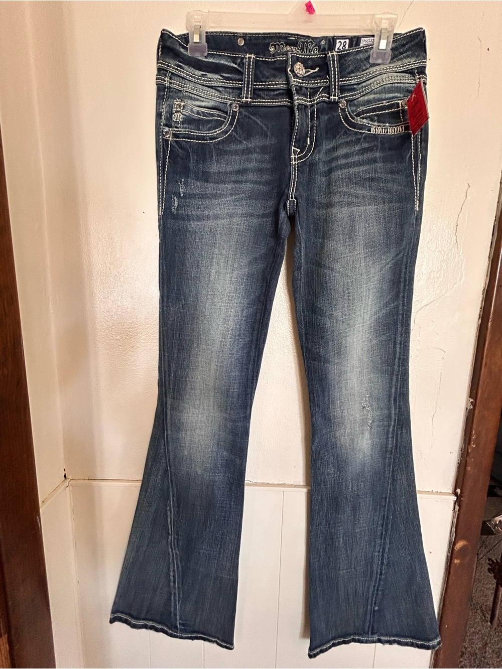Miss Me Dark Blue Flare Jeans with Contrast Stitching Women’s Size 28 -New